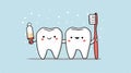 Charming Tooth Brushing in Clean Style Cartoon Vector Illustration Royalty Free Stock Photo