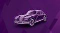 Classic car illustration, isolated car on violate background