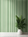 3D rendering, Striped wallpaper in empty room