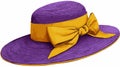 Elegant Purple Hat with Yellow Ribbon and Vector Illustration Royalty Free Stock Photo