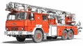 Emergency Vehicles Fighting Fire - Action Scene with Firefighting Service in Use Royalty Free Stock Photo
