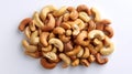 Fresh Cashew Nuts Heap on White Background for Culinary Designs Royalty Free Stock Photo