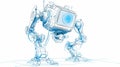 Futuristic Robot with Blue Light Vector Outline Drawing Royalty Free Stock Photo
