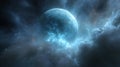 Mystical Blue Nebula Planet in Cosmic Backdrop Royalty Free Stock Photo