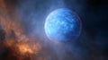 Mystical Blue Nebula Planet in Cosmic Backdrop Royalty Free Stock Photo