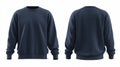 Navy Blue Sweatshirt Front and Back View for Apparel Marketing Campaigns Royalty Free Stock Photo