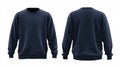 Navy Blue Sweatshirt Front and Back View for Apparel Marketing Campaigns Royalty Free Stock Photo