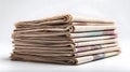 Pile of Newspapers Stack Lies on White Background Royalty Free Stock Photo