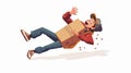 Professional Delivery Boy Carrying Heavy Box Falling Down Vector Illustration Royalty Free Stock Photo