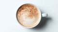 Top View of Latte Coffee in White Cup Isolated on White Background Royalty Free Stock Photo