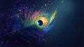 Vibrant Abstract Peacock Feather with Krishna Feather Design for Creative Projects Royalty Free Stock Photo