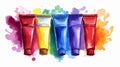 Vibrant Acrylic Paint Tubes in Various Colors for Artistic Creations Royalty Free Stock Photo