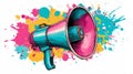 Vibrant Cartoon Style Megaphone on White Background for Marketing and Communication Concepts Royalty Free Stock Photo