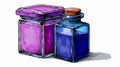 Vibrant Purple and Blue Container with Lid Drawing for Creative Designs Royalty Free Stock Photo