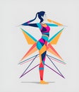 Yoga logo vector emblem, linear modern colorful, a standing girl exercising pose, colorful Royalty Free Stock Photo