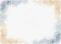 Minimal watercolor frame background with soft blue and beige paint edges Royalty Free Stock Photo