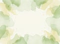 Green and yellow watercolor frame background with soft organic shapes and copy space Royalty Free Stock Photo