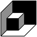 Image of a geometric figure cube inside a cube