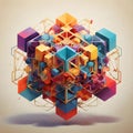 image of geometric metatron cube pattern artwork. Royalty Free Stock Photo