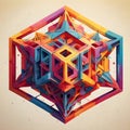 image of geometric metatron cube pattern artwork. Royalty Free Stock Photo