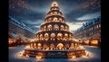 Image of the German Christmas pyramid at dusk. Royalty Free Stock Photo