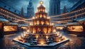 Image of the German Christmas pyramid at dusk. Royalty Free Stock Photo