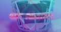 Image of get ready text and neon shapes over american football player on neon background