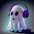 An image of ghost wearing headphones. Generative AI Royalty Free Stock Photo