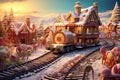 Gingerbread Train beautiful candyland sweets fairytale background