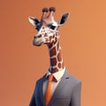 Image of a giraffe businessman wearing a suit. Wildlife Animals. Illustration, generative AI
