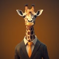 Image of a giraffe businessman wearing a suit. Wildlife Animals. Illustration, generative AI