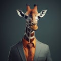 Image of a giraffe businessman wearing a suit. Wildlife Animals. Illustration, generative AI