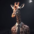 Image of a giraffe businessman wearing a suit. Wildlife Animals. Illustration, generative AI