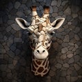 Image of a giraffe face made with various stones gathered together. Wildlife Animals. Illustration, Generative AI