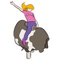 Girl Riding Mechanical Bull Cartoon Royalty Free Stock Photo