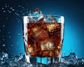 close up of a glass of cola with ice cubes. Royalty Free Stock Photo