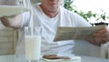 Image with a Glass with Fresh Milk at Breakfast in a Morning Royalty Free Stock Photo