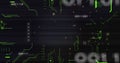 Image of glitch technique over x mark, binary code, circuit board pattern over black background Royalty Free Stock Photo