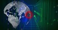 Image of globe, binary coding and data processing over computer servers Royalty Free Stock Photo