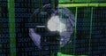 Image of globe, binary coding and data processing over computer servers Royalty Free Stock Photo