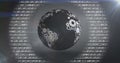 Image of globe with binary coding and data processing over dark background Royalty Free Stock Photo