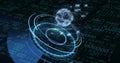 Image of globe with binary coding and data processing over dark background Royalty Free Stock Photo