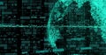 Image of globe with binary coding and data processing over dark background Royalty Free Stock Photo