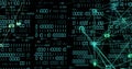 Image of globe with binary coding and data processing over dark background Royalty Free Stock Photo