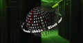 Image of globe with binary coding and digital data processing over computer servers Royalty Free Stock Photo