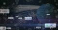 Image of globe with binary coding and network of social media icons and numbers Royalty Free Stock Photo