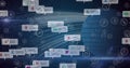 Image of globe with binary coding and network of social media icons and numbers Royalty Free Stock Photo