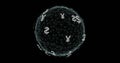 Image of globe of connections with currency symbols on black background Royalty Free Stock Photo