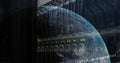 Image of globe and data processing against close up view of computer server Royalty Free Stock Photo