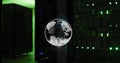 Image of globe and data processing over computer servers Royalty Free Stock Photo